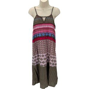Prana Womens Multicolor Geometric Print Modal Maxi Dress Sleeveless Size M